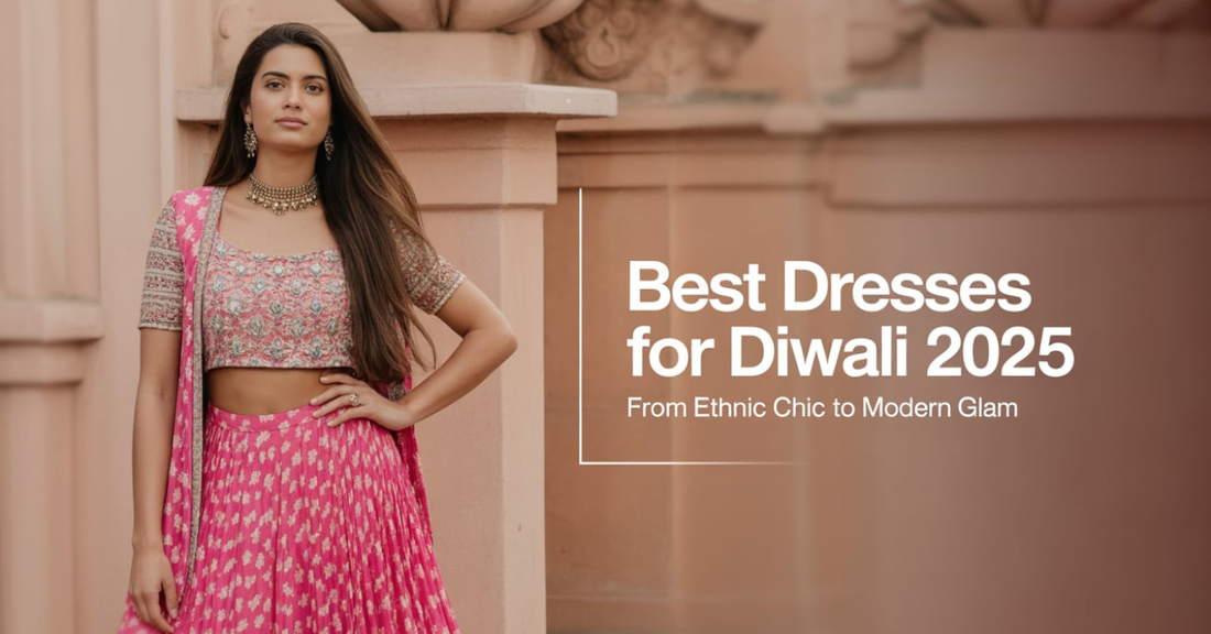 A woman wearing a modern Indo-western Diwali outfit