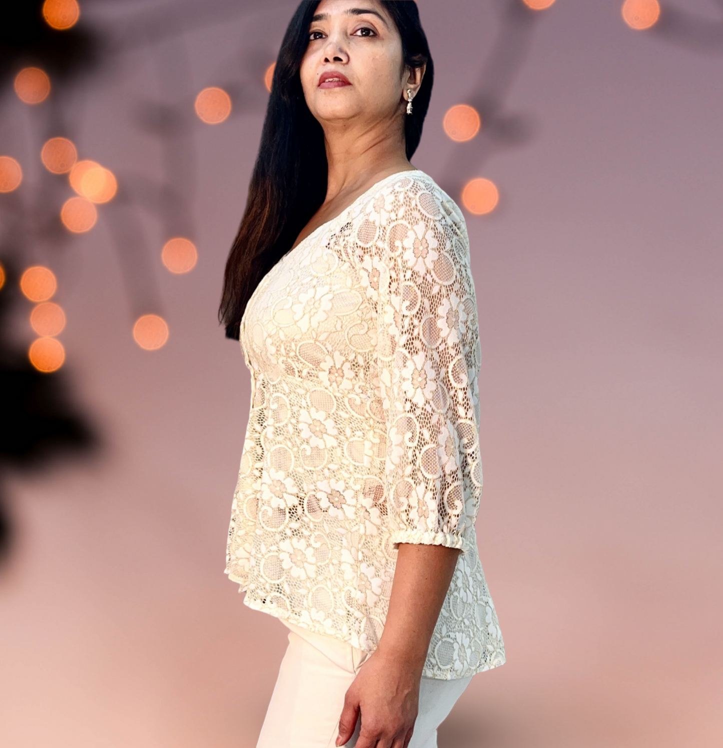 Lace front open top with satin stretchable innertop