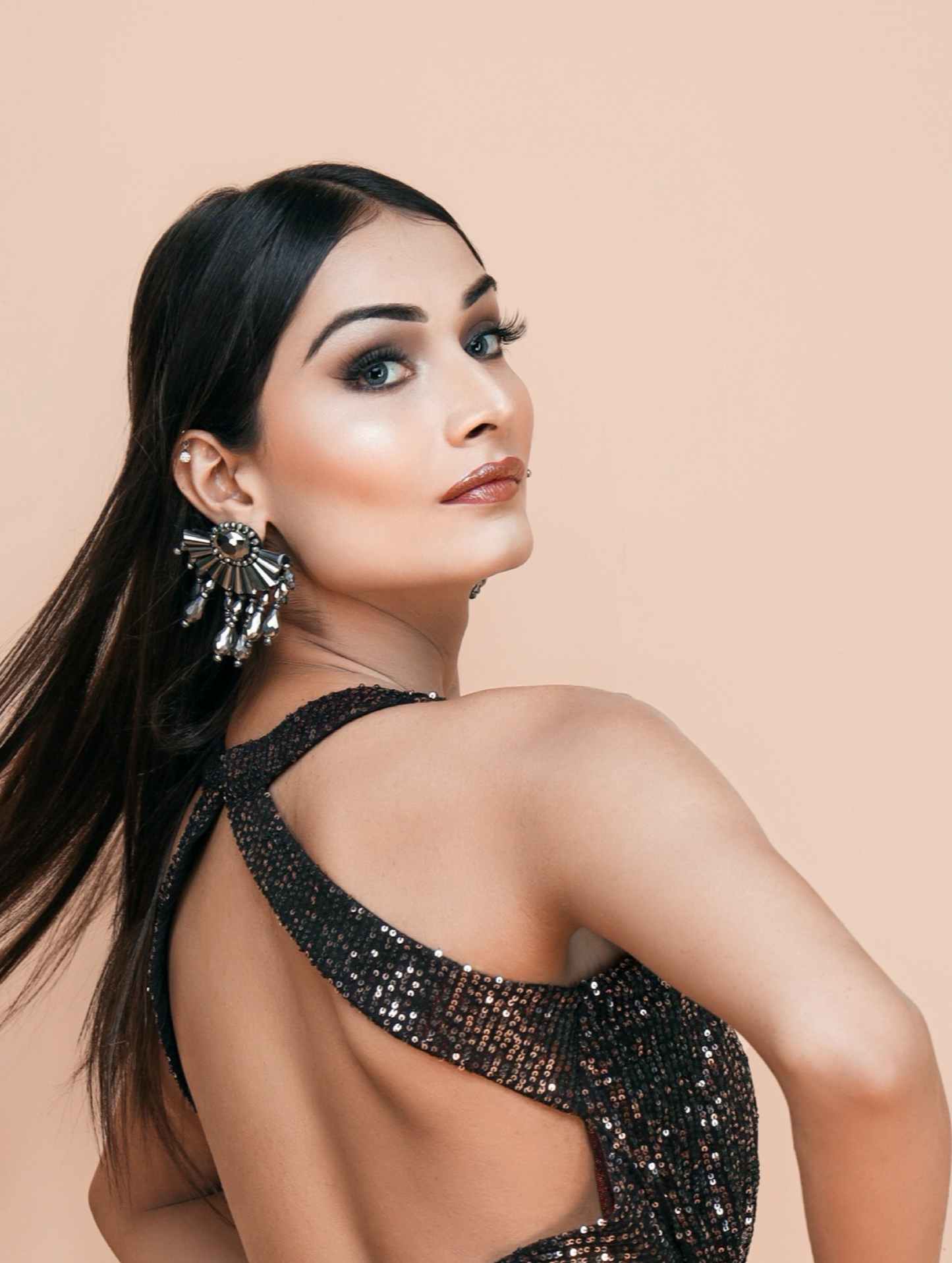 Sequins Party wear gown  with thigh high slit