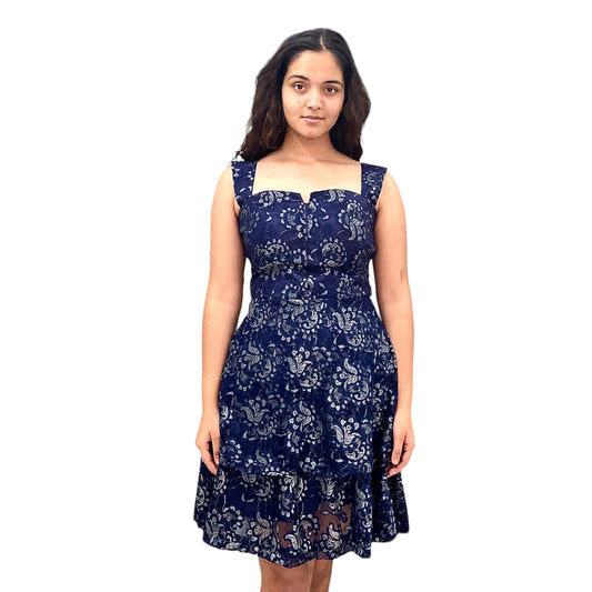 Ruffled multi layered lace knee length dress