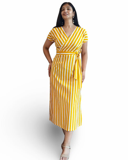 Sunshine Stripe cotton Wrap dress