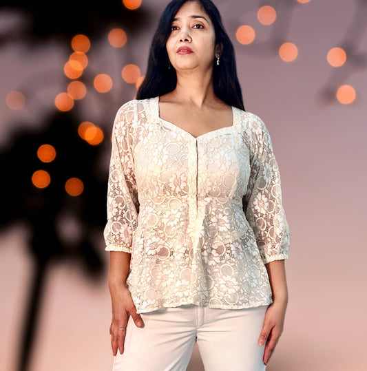 Lace  front open top with satin stretchable innertop