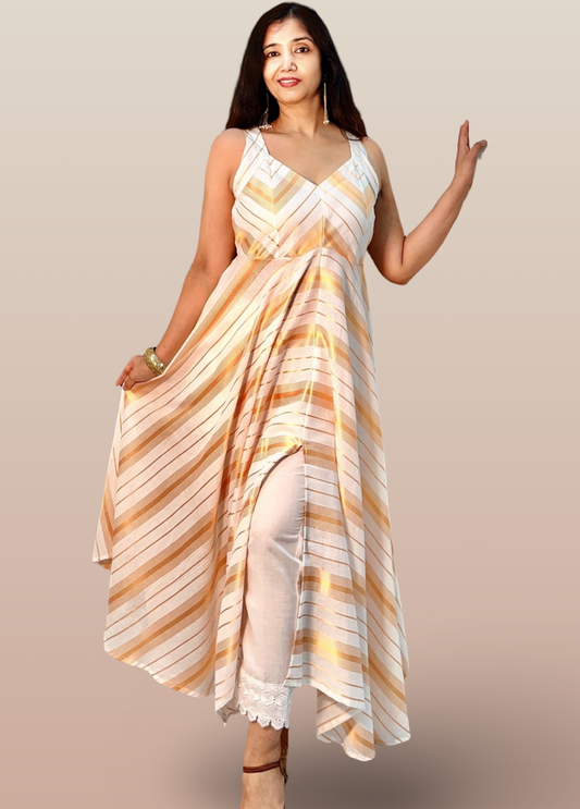 Cotton Long Elegant Indo-western style full flared tunic