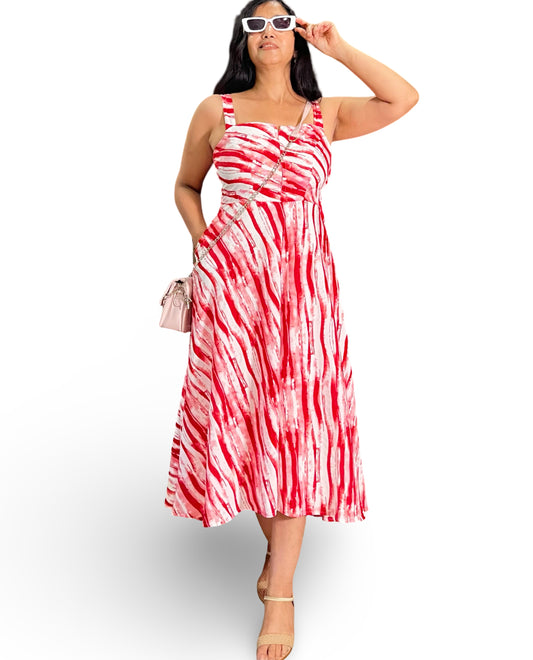 Crepe Long Summary Printed Flared dress with a Shrug