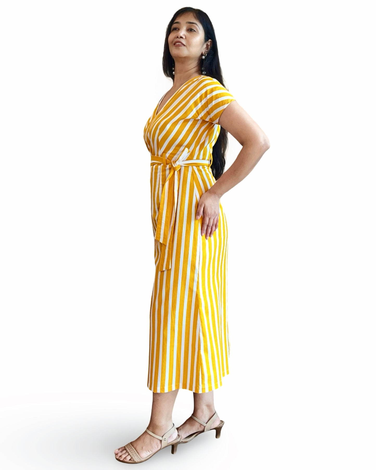 Sunshine Stripe cotton Wrap dress